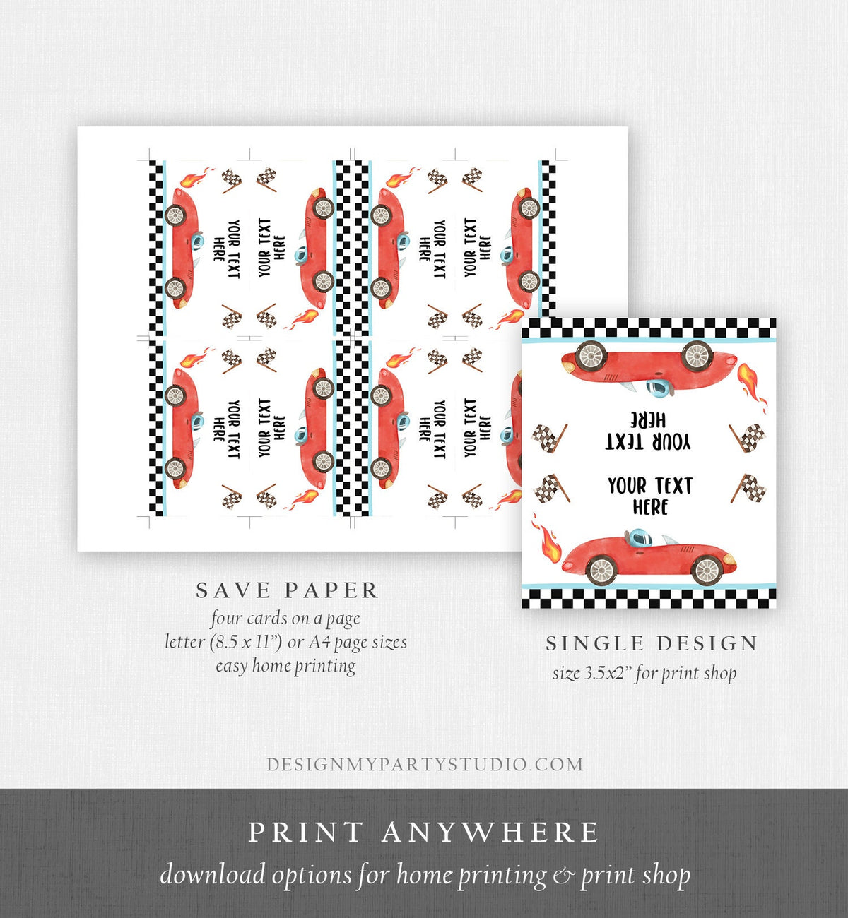 Editable Food Labels Race Car Birthday Racing Food Labels Place Card Tent Card Escort Card Growing Up Two Fast 2nd Boy Template Corjl 0424