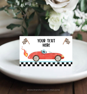 Editable Food Labels Race Car Birthday Racing Food Labels Place Card Tent Card Escort Card Growing Up Two Fast 2nd Boy Template Corjl 0424