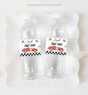 Editable Two Fast Water Bottle Labels Race Car Birthday Party Decor Racing Birthday Boy 2 2nd Instant Download Printable Template Corjl 0424