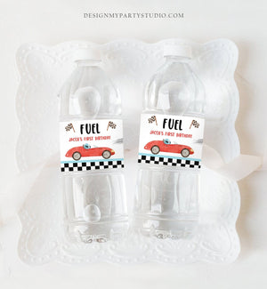 Editable Race Car Water Bottle Labels Race Car Birthday Party Fuel Racing Birthday Boy 2 Curious Download Printable Template Corjl 0424