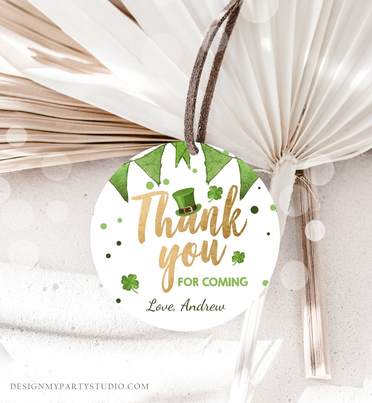 Editable St Patrick's Day Favor Tags St. Patricks Day Thank you Tags Lucky Birthday Clover Shamrock Party Green Gold Template Corjl 0115