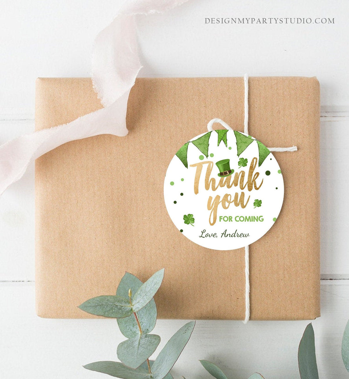 Editable St Patrick&#39;s Day Favor Tags St. Patricks Day Thank you Tags Lucky Birthday Clover Shamrock Party Green Gold Template Corjl 0115