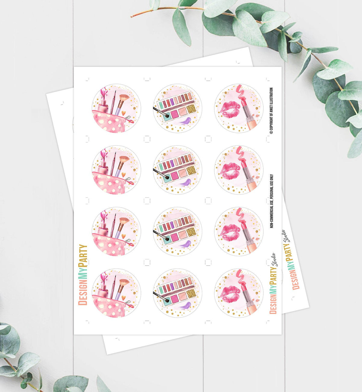 Spa Party Cupcake Toppers Favor Tags Glamour Birthday Party Decoration Fashion Party Spa Birthday Makeup Download Digital PRINTABLE 0420