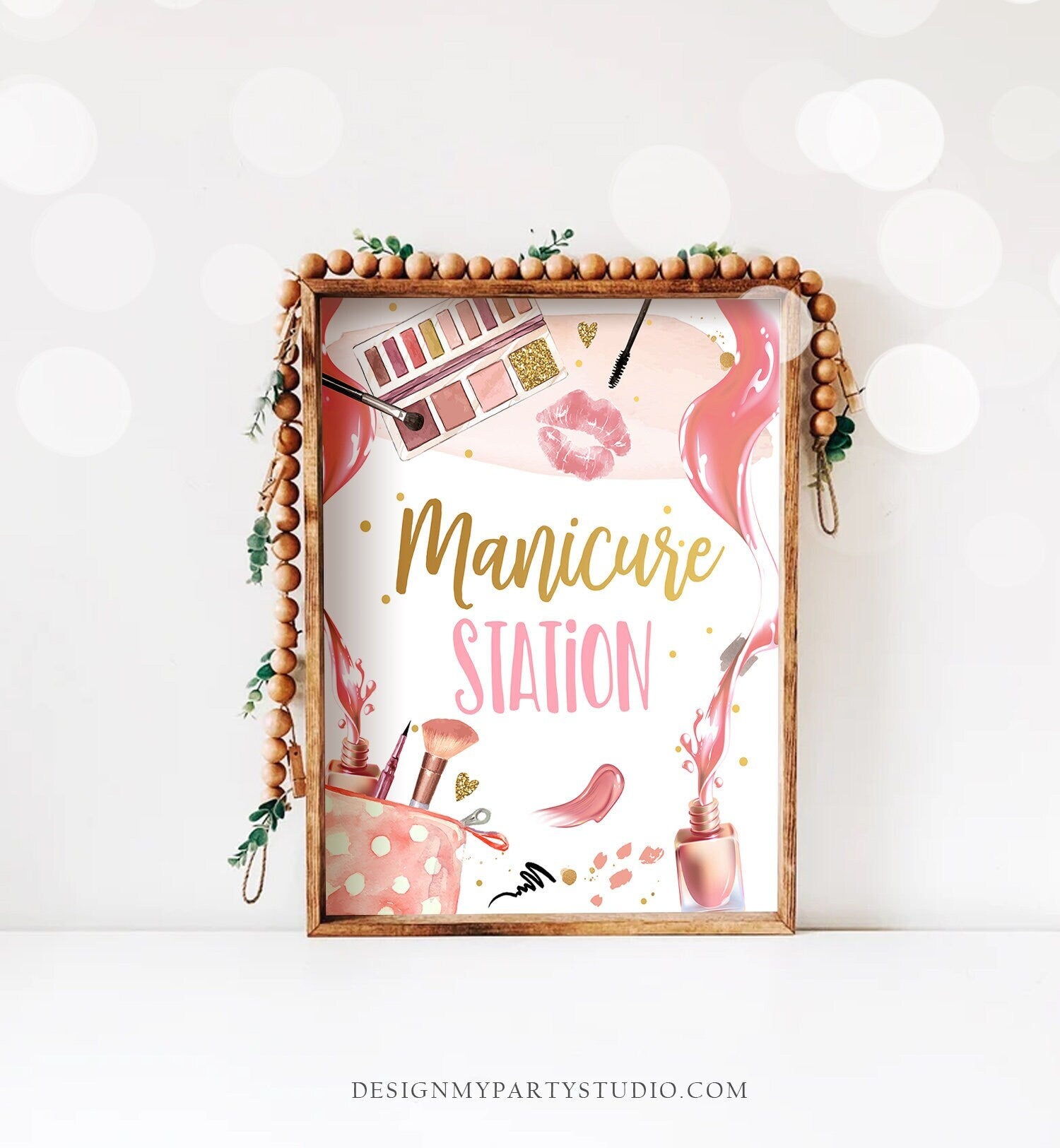 Spa Party Sign Spa Birthday Sign Makeup Party Sign Girl Manicure Stati ...