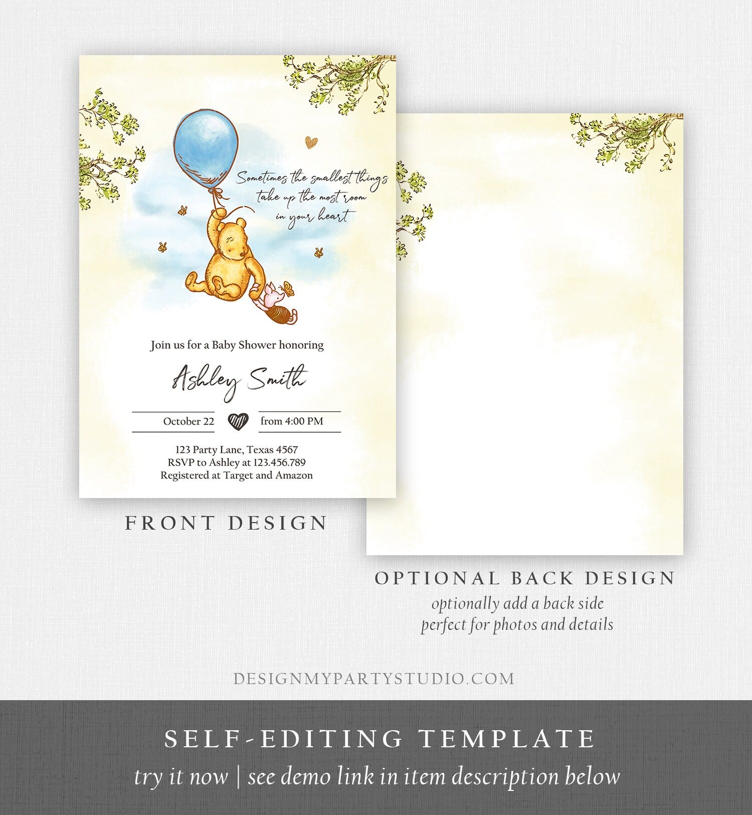 editable-winnie-the-pooh-baby-shower-invitation-boy-blue-rustic-classi-design-my-party-studio for Classic Winnie The Pooh Free Printables Editable Winnie The Pooh Baby Shower Invitation Boy Blue Rustic Classi - Design My Party Studio for Classic Winnie The Pooh Free Printables