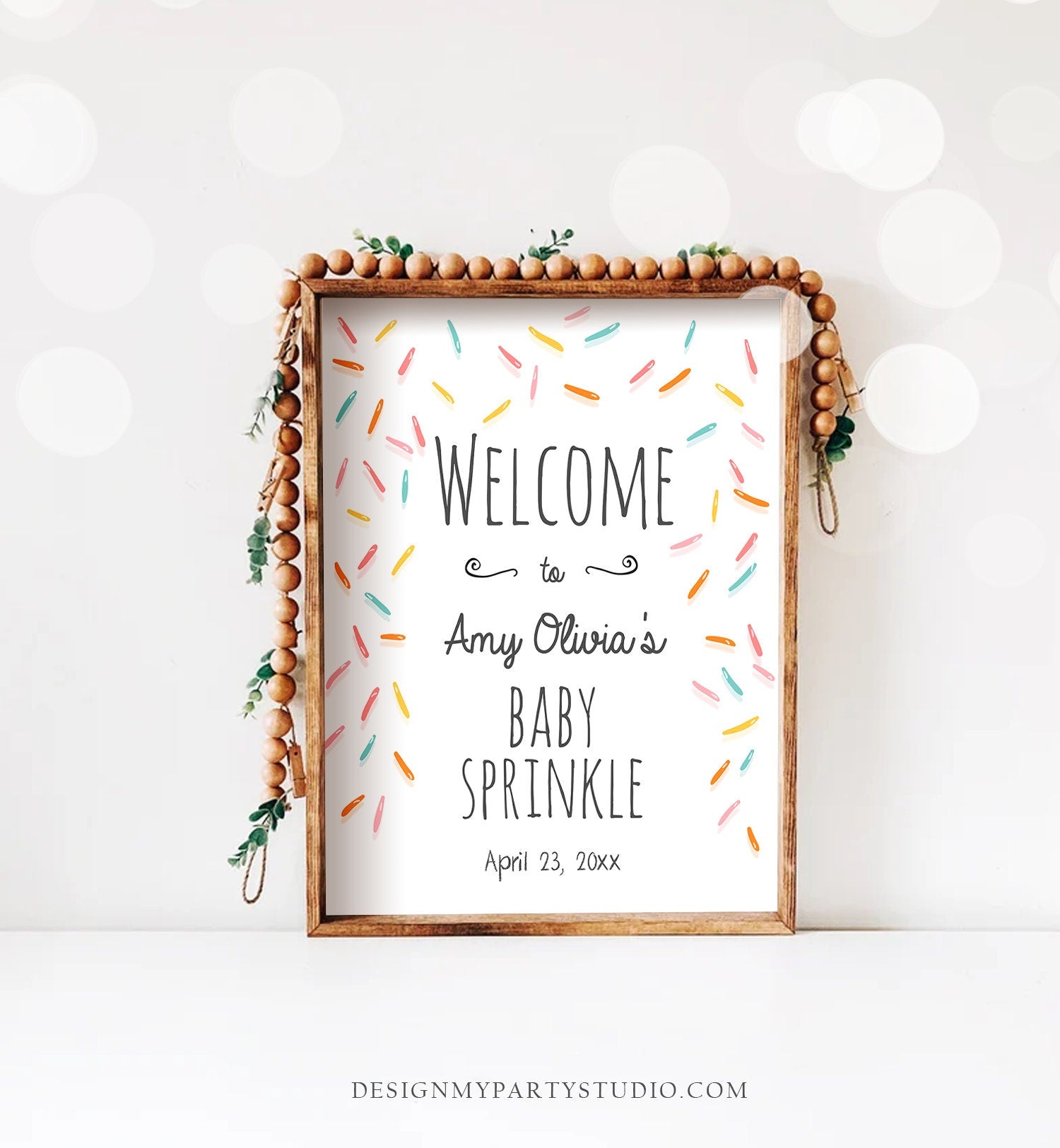 Editable Baby Sprinkle Welcome Sign Sprinkle Shower Gender Neutral Confetti Sprinkles Coed Shower Welcome Corjl Template Printable 0216