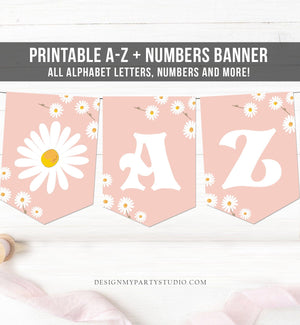 Daisy A-Z Banner Birthday Baby Shower Alphabet Numbers Banner Happy Birthday Banner Girl Boho Floral Decor Instant Download Printable 0410