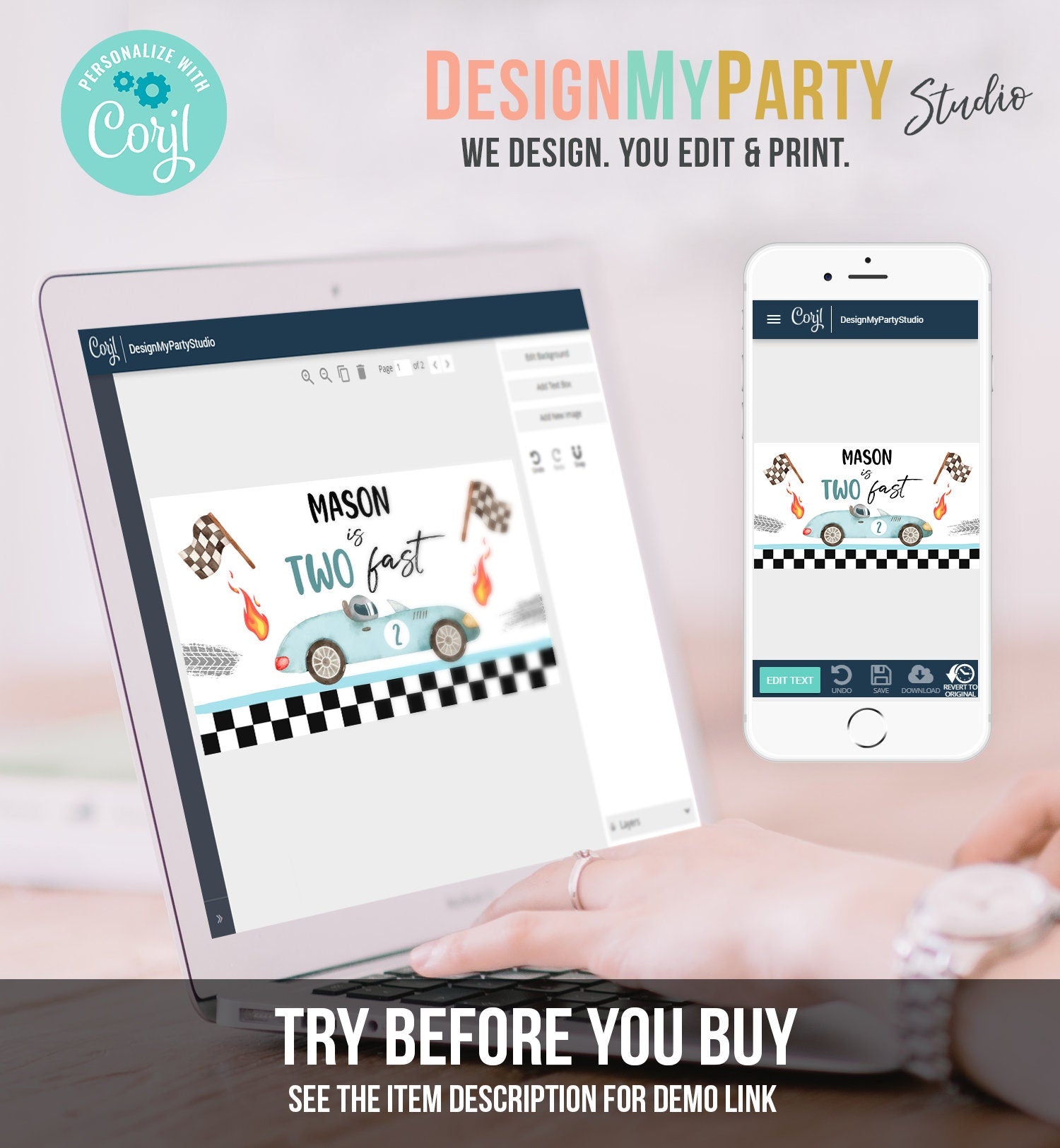 Editable Two Fast Gable Box Favor Label Race Car Birthday Favor Box Boy Racing Growing Up Two Fast Digital Download Template Printable 0424