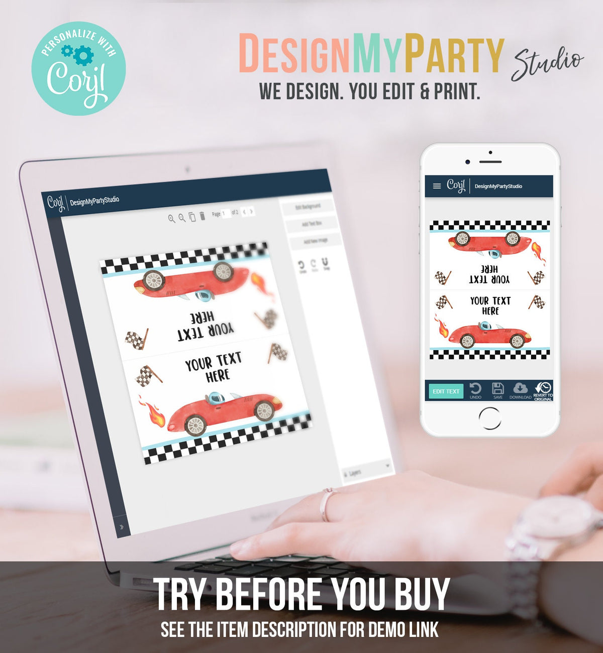 Editable Food Labels Race Car Birthday Racing Food Labels Place Card Tent Card Escort Card Growing Up Two Fast 2nd Boy Template Corjl 0424