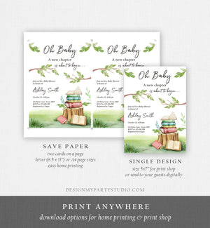 Editable Storybook Baby Shower Invitation Gender Neutral New Chapter Book Themed Baby Shower Invite Digital Template Download Corjl 0427