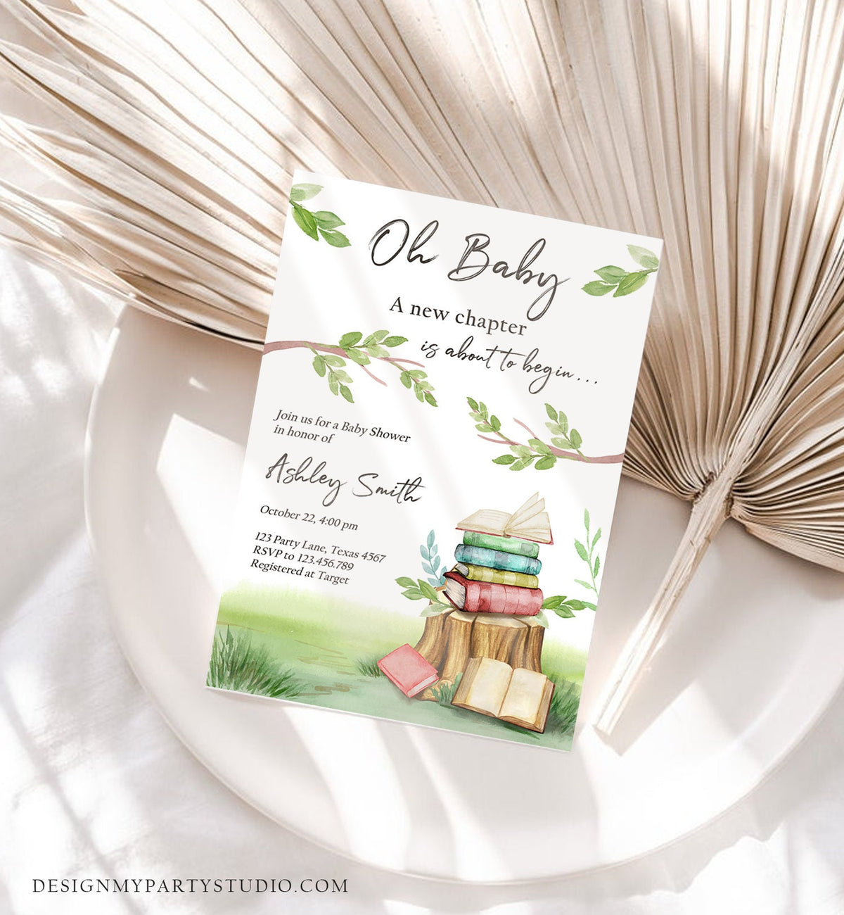 Editable Storybook Baby Shower Invitation Gender Neutral New Chapter Book Baby Shower Digital Download Evite Template Printable 0427