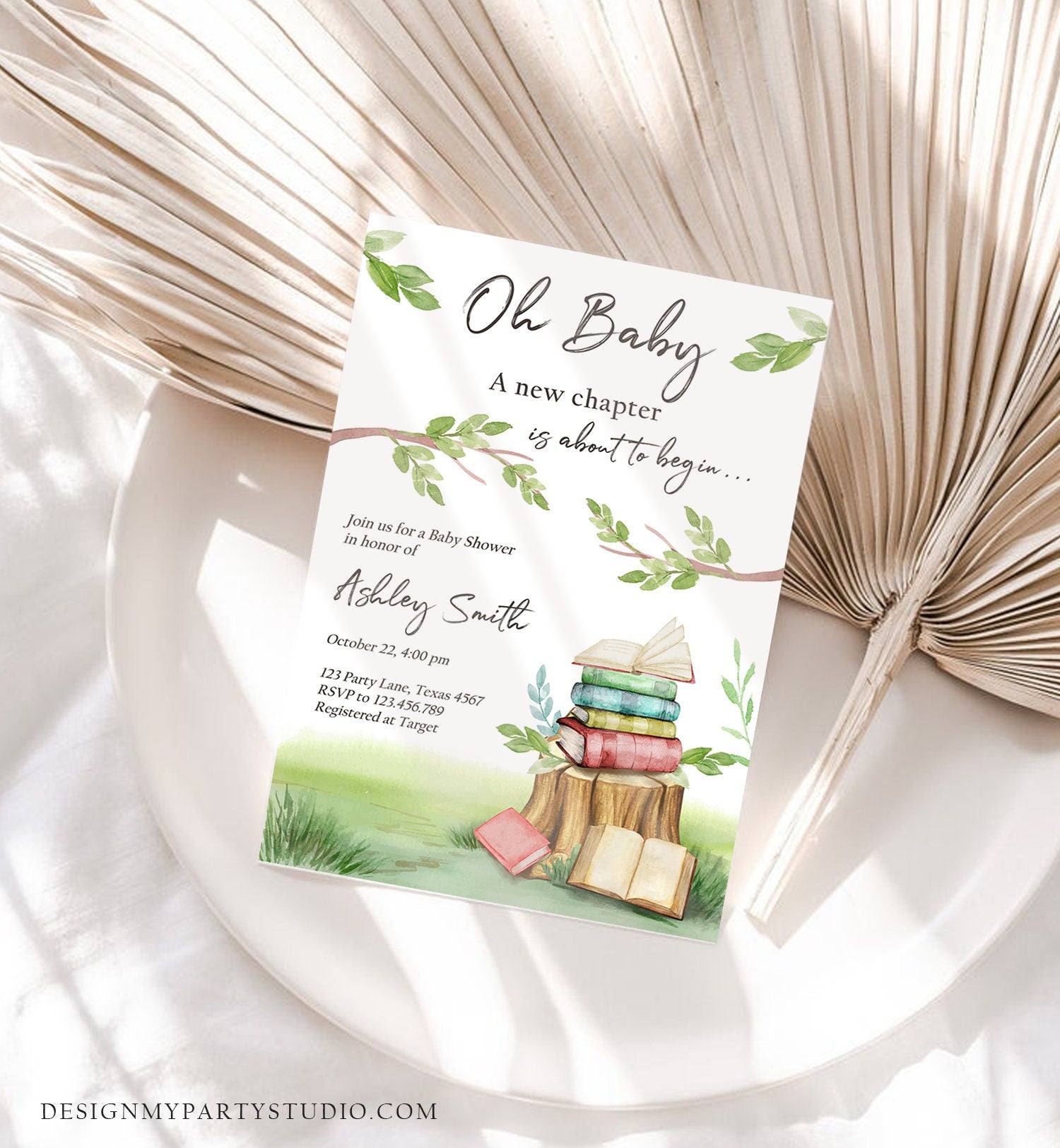 Editable Storybook Baby Shower Invitation Gender Neutral New Chapter Book Baby Shower Digital Download Evite Template Printable 0427