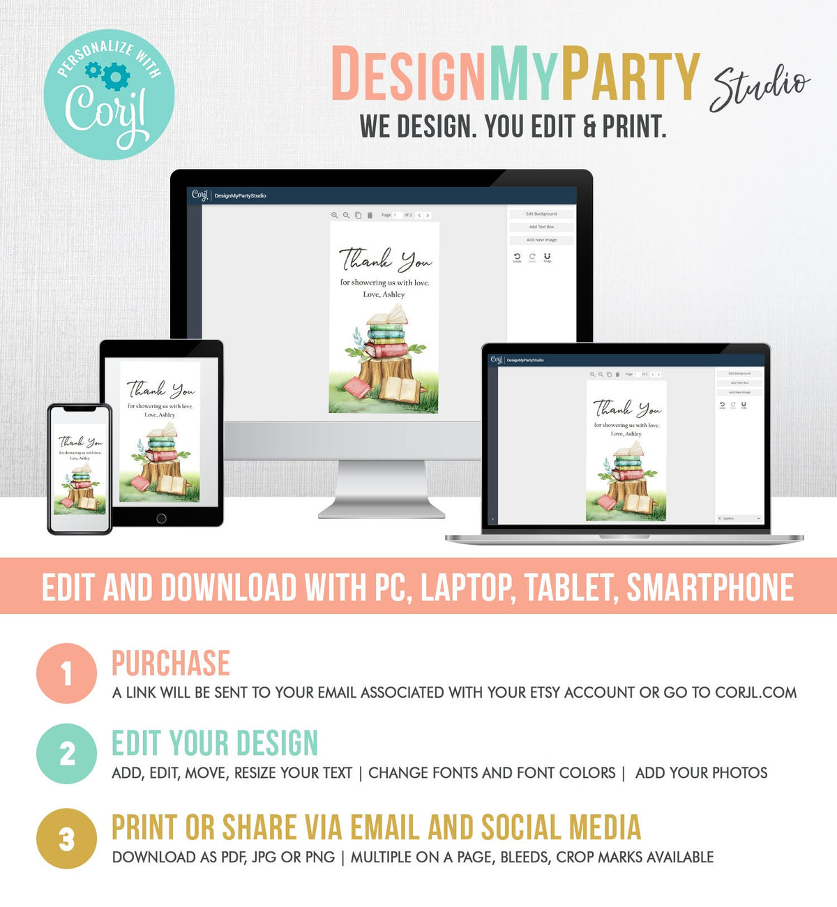 Editable Storybook Baby Shower Favor Tags Storybook Thank you Tags Gender Neutral Labels Chapter Download Digital Template Printable 0427