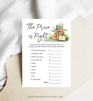 Editable The Price is Right Baby Shower Game Storybook Shower Vintage Book Baby Shower Gender Neutral Digital Corjl Template Printable 0427