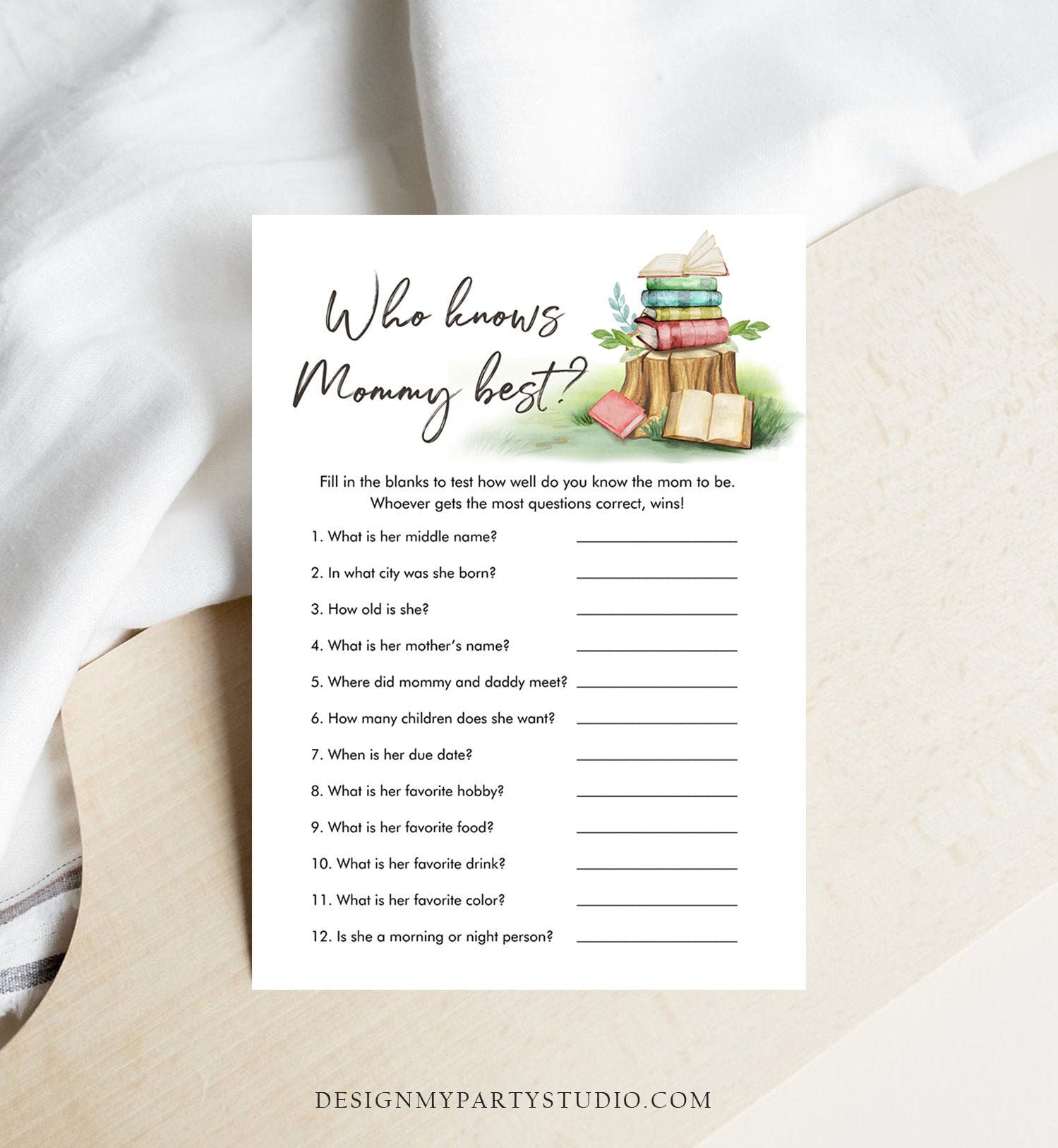Editable Who Knows Mommy Best Baby Shower Game Storybook Baby Shower Book Baby Shower Gender Neutral Digital Template Printable 0427