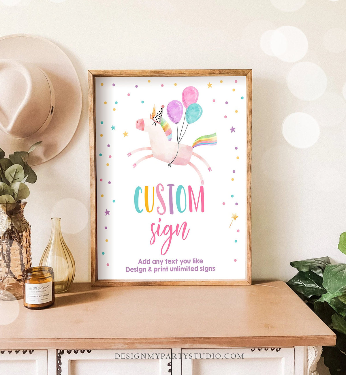 Editable Custom Sign Unicorn Sign Pink Unicorn Birthday Decorations Girl Magical Table Sign Rainbow Decoration 8x10 Download PRINTABLE 0336