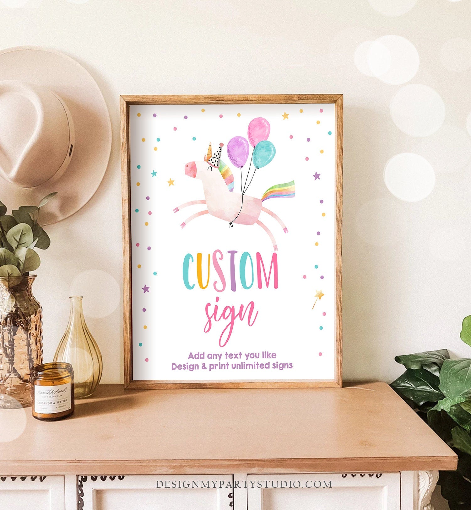 Editable Custom Sign Unicorn Sign Pink Unicorn Birthday Decorations Girl Magical Table Sign Rainbow Decoration 8x10 Download PRINTABLE 0336