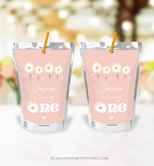 Editable Daisy Birthday Capri Sun Labels Juice Pouch Labels Daisy 1st Birthday Party Girl Wildflower Download Corjl Template Printable 0410