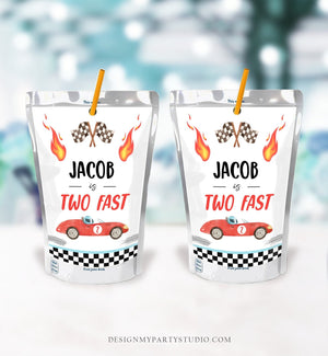 Editable Two Fast Capri Sun Labels Juice Pouch Labels Race Car Birthday Boy Growing Up Two Fast 2 Red Download Corjl Template Printable 0424