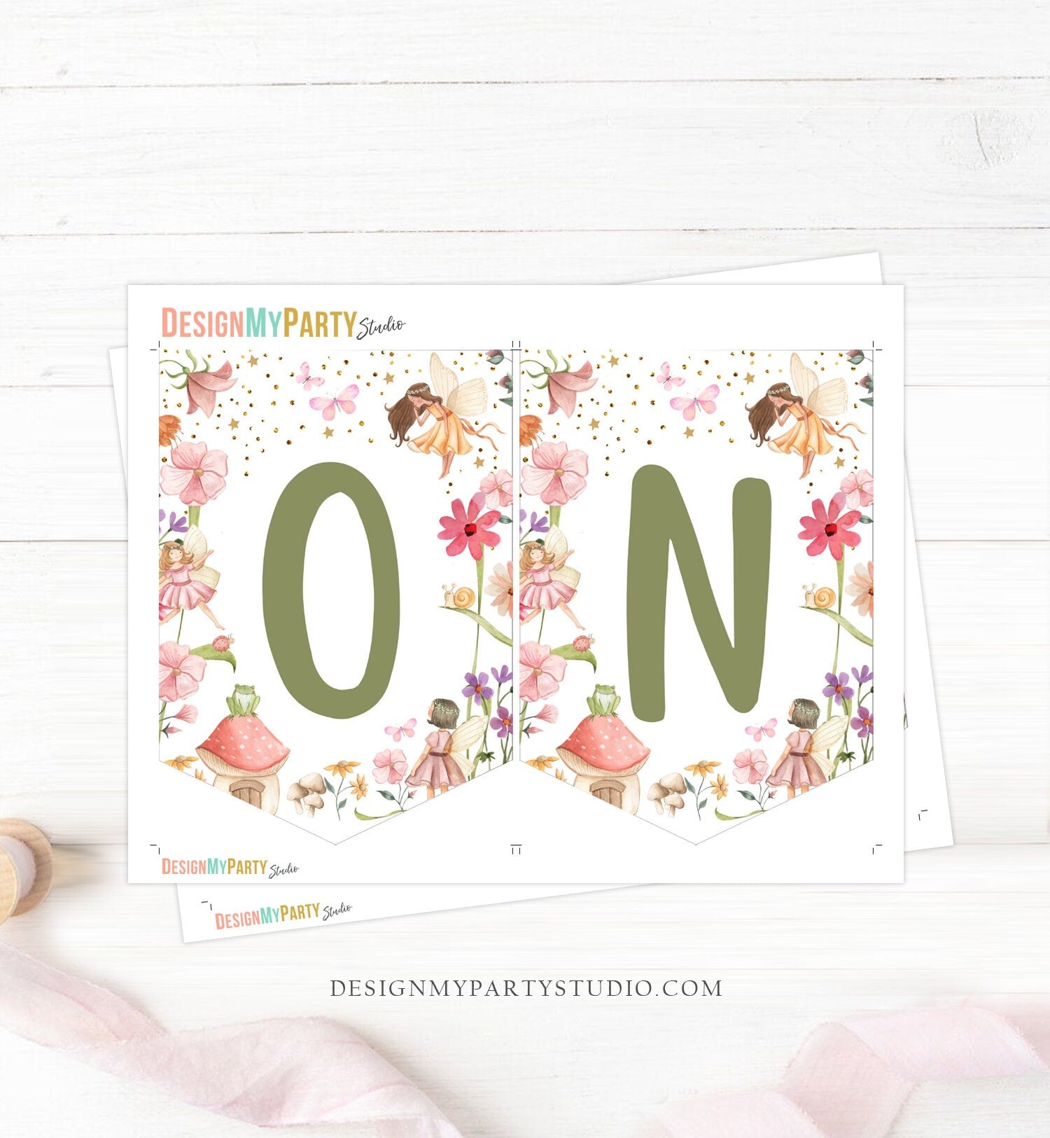 Fairy High Chair Banner Fairy First Birthday 1st First Birthday Pink High Chair Banner ONE Decor Fairy Garden Forest Digital Printable 0406