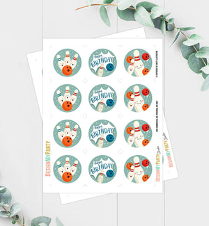 Bowling Party Cupcake Toppers Bowling Birthday Party Decorations Boy Stickers Tags Bowling Cupcake Toppers Download Digital PRINTABLE 0324