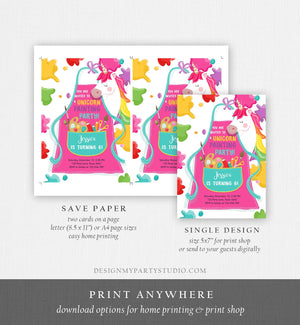 Editable Unicorn Painting Party Invitation Art Party Birthday Invite Girl Paint Craft Party Download Printable Template Digital Corjl 0319