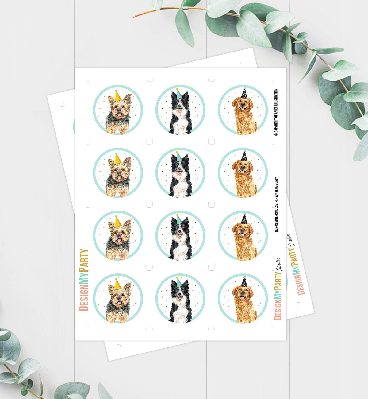 Puppy Dog Cupcake Toppers Puppy Favor Tags Puppy Birthday Dog Pink Girl Pet Birthday Party Pup Puppies Decor Download Digital Printable 0384