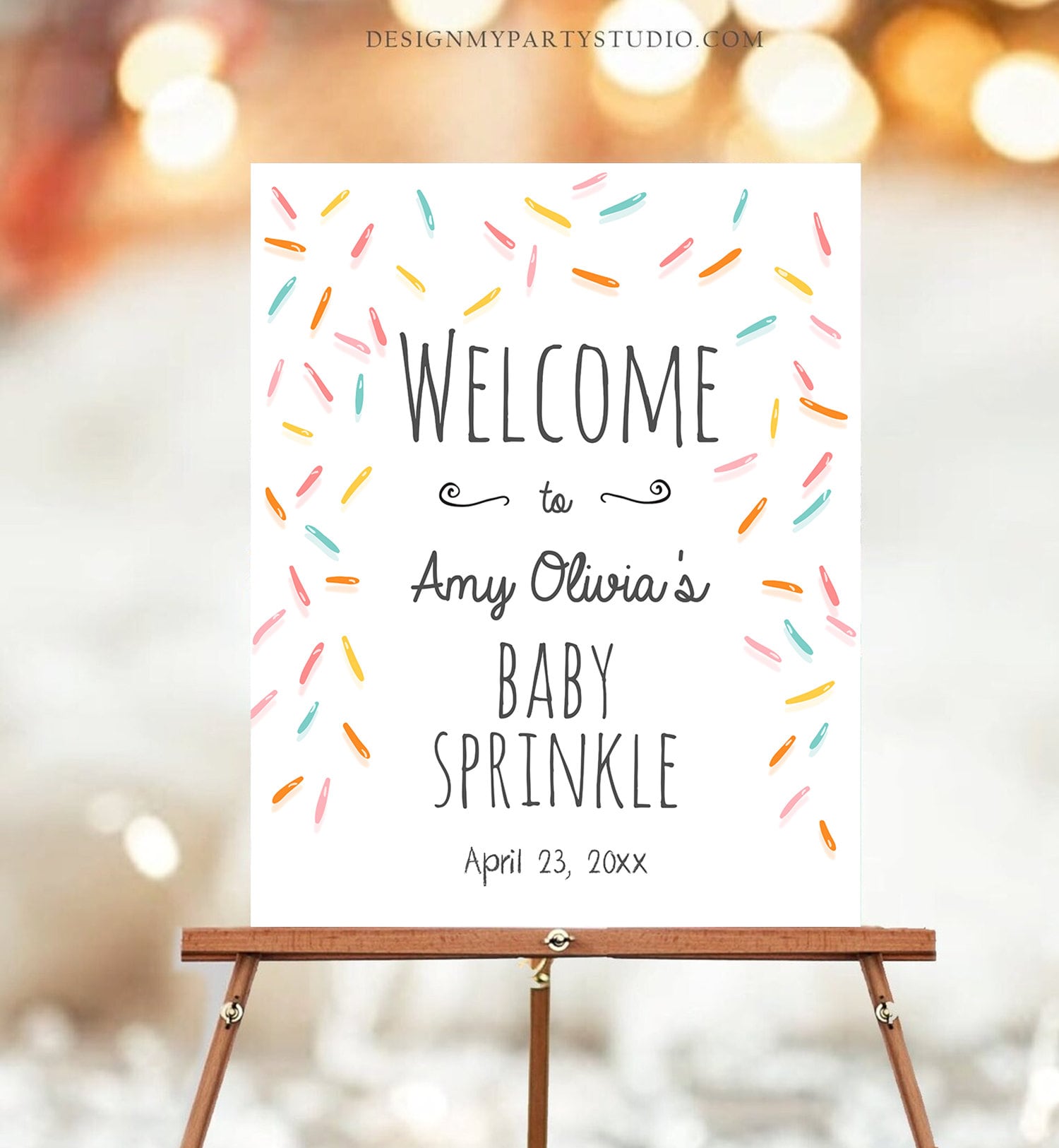 Editable Baby Sprinkle Welcome Sign Sprinkle Shower Gender Neutral Confetti Sprinkles Coed Shower Welcome Corjl Template Printable 0216