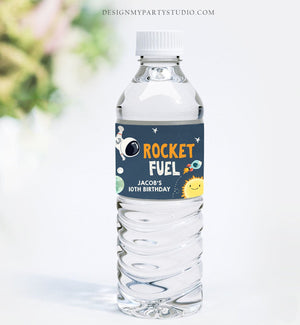 Editable Space Astronaut Water Bottle Label Rocket Fuel Labels Boy Outer Space Birthday Astronaut Galaxy Space Printable Template Corjl 0046