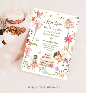 Editable Fairy Birthday Invitation Garden Party Fairy Birthday Forest Girls 1st Birthday Magical Download Printable Template Corjl 0406