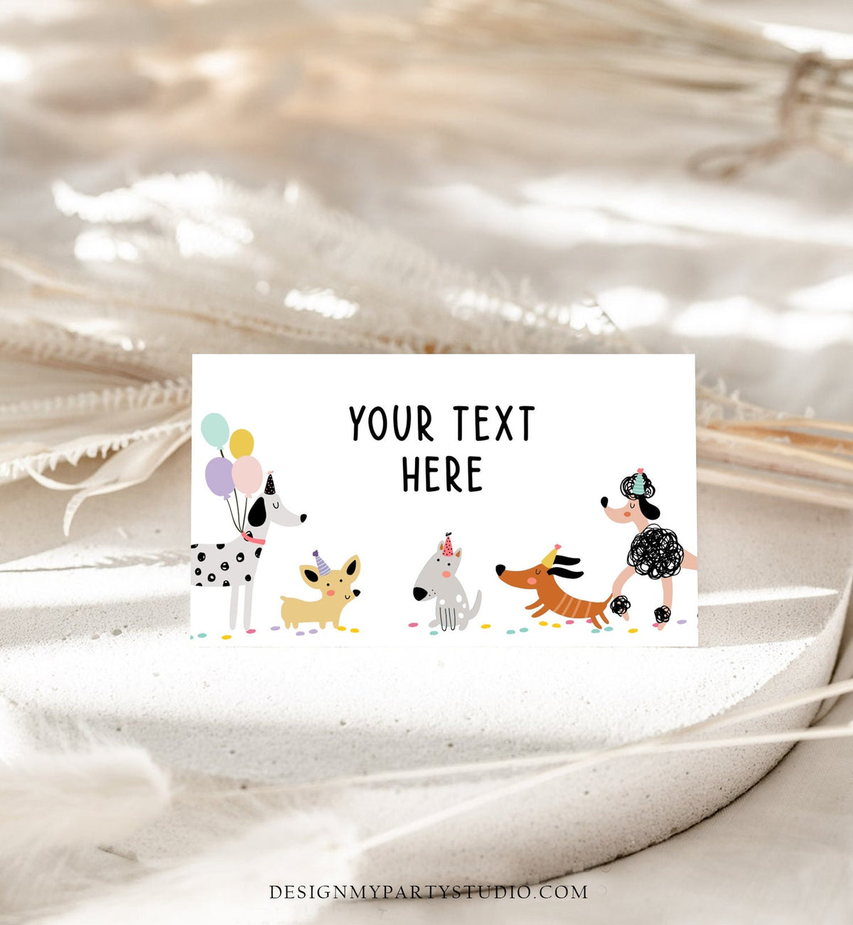 Editable Dog Food Labels Dog Birthday Place Card Tent Card Folded Puppy Party Pet Pawty Doggy Shelter Girl Digital Template Printable 0429