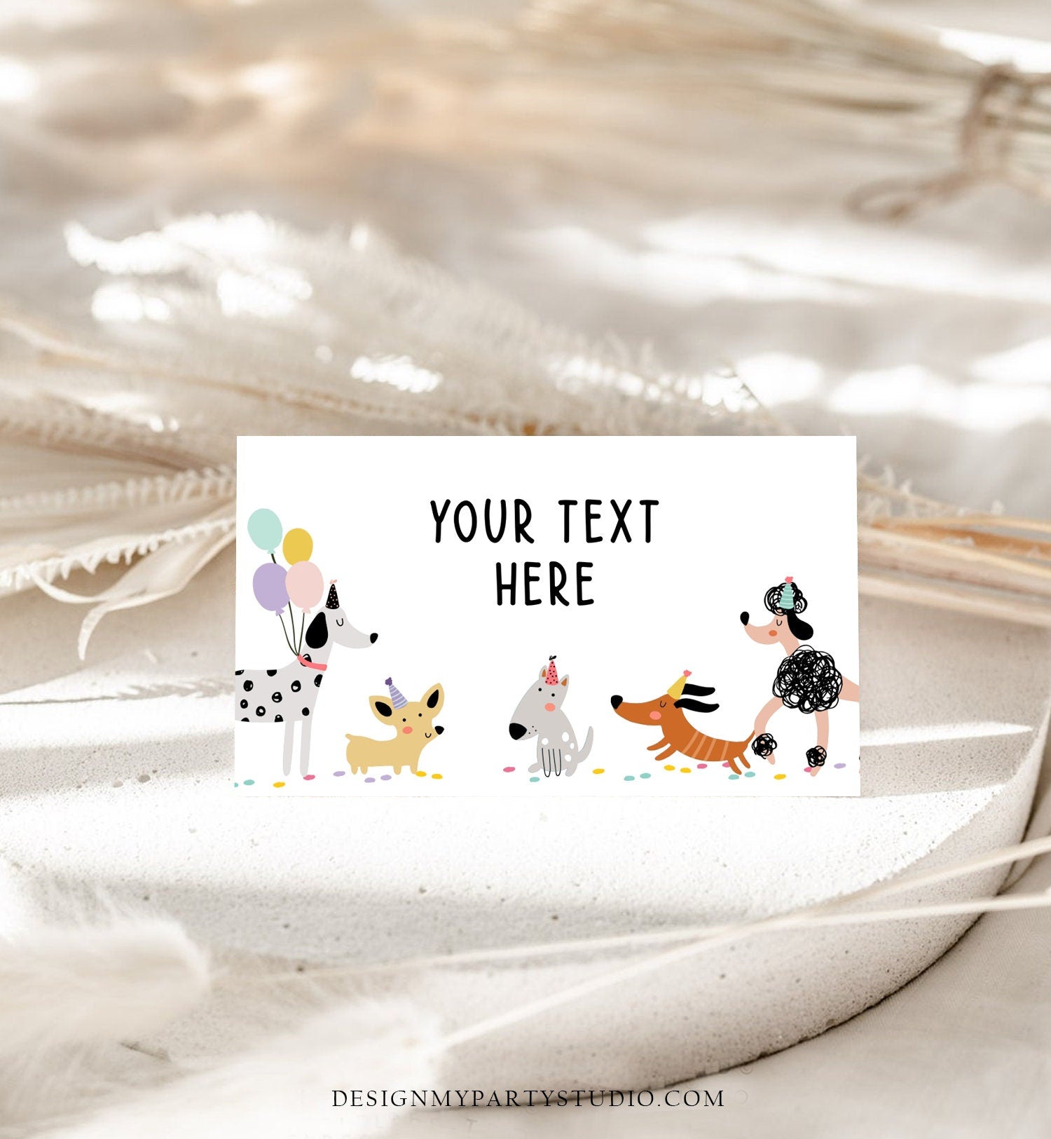 Editable Dog Food Labels Dog Birthday Place Card Tent Card Folded Puppy Party Pet Pawty Doggy Shelter Girl Digital Template Printable 0429