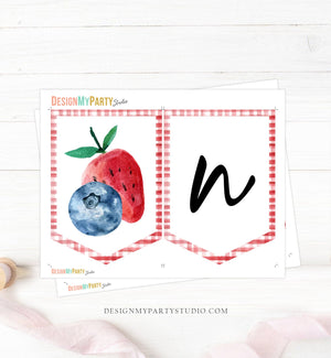Strawberry Blueberry High Chair Banner Berry Sweet First Birthday 1st Berries Garland High Chair ONE Fruit Party PRINTABLE Digital 0399