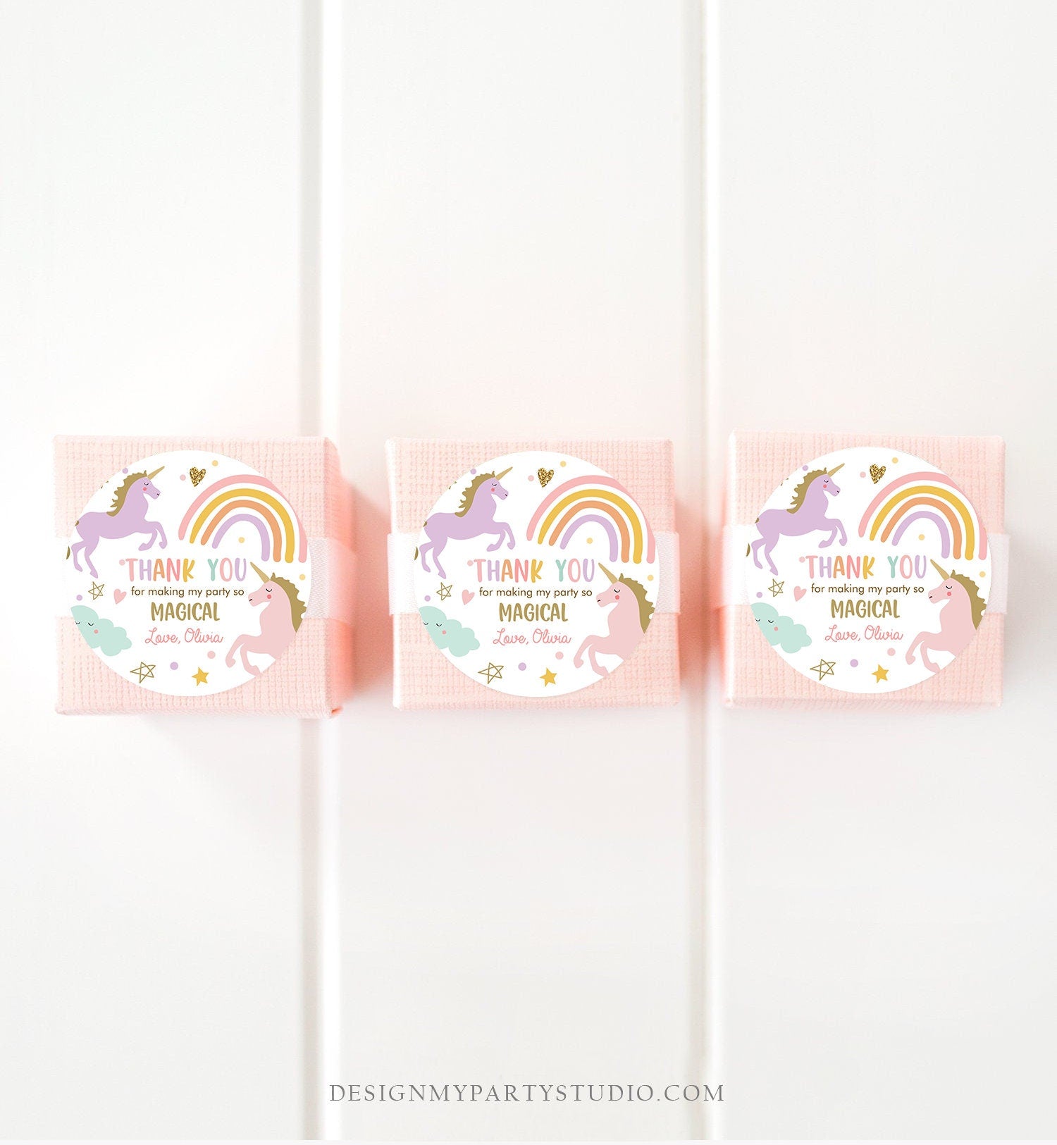 Editable Unicorn Favor Tags Magical Birthday Thank You Tag Gift Girl Pastel Instant Rainbow Download Digital Corjl Template Printable 0426