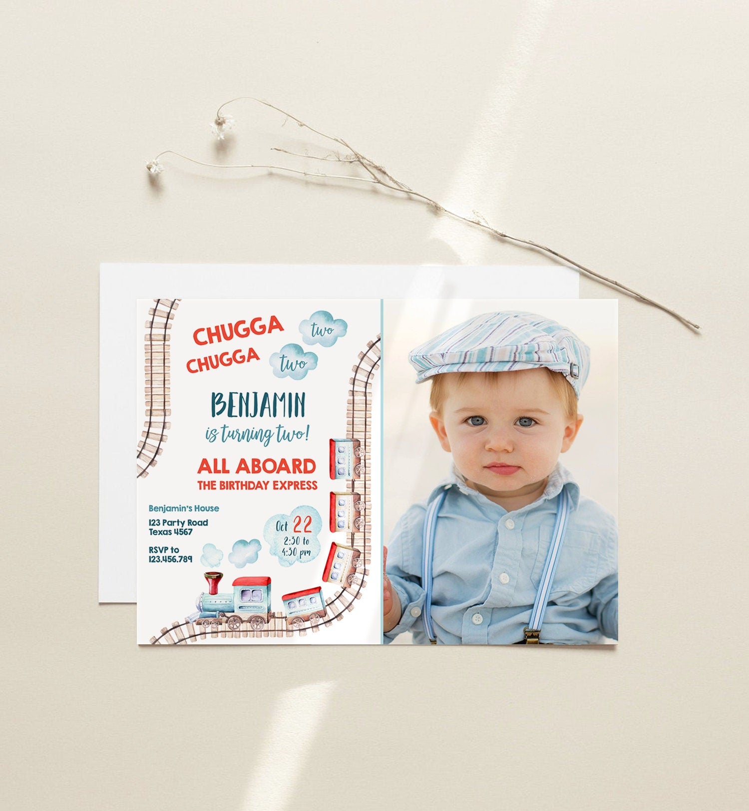 Editable Chugga Chugga Two Two Train Birthday Invitation Vintage Choo Choo Train Party Train 2nd Birthday Template Evite Printable 0149