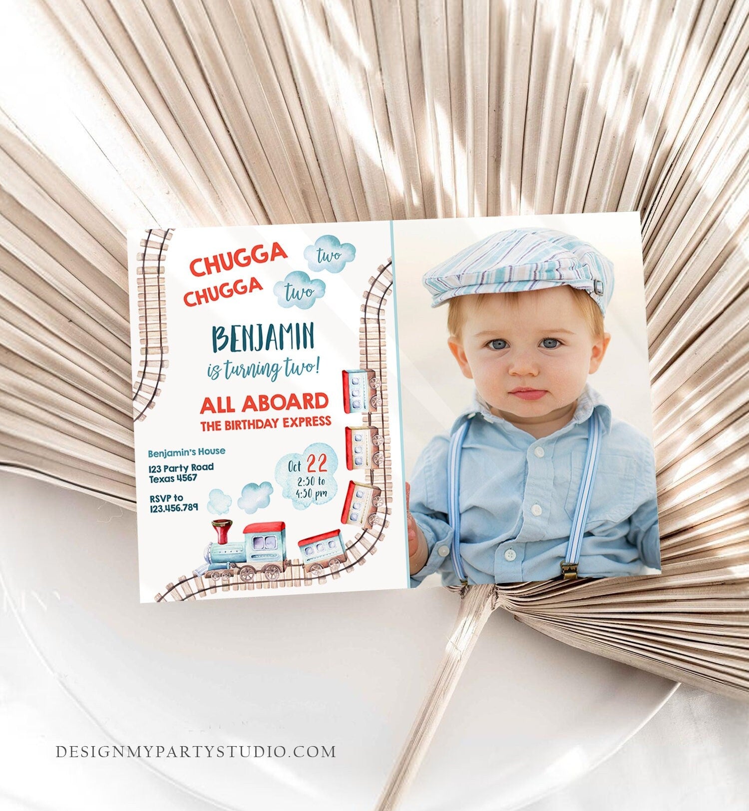 Editable Chugga Chugga Two Two Train Birthday Invitation Vintage Choo Choo Train Party Train 2nd Birthday Template Evite Printable 0149