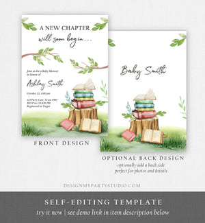 Editable Storybook Baby Shower Invitation Gender Neutral New Chapter Book Themed Baby Shower Invite Digital Template Download Corjl 0427
