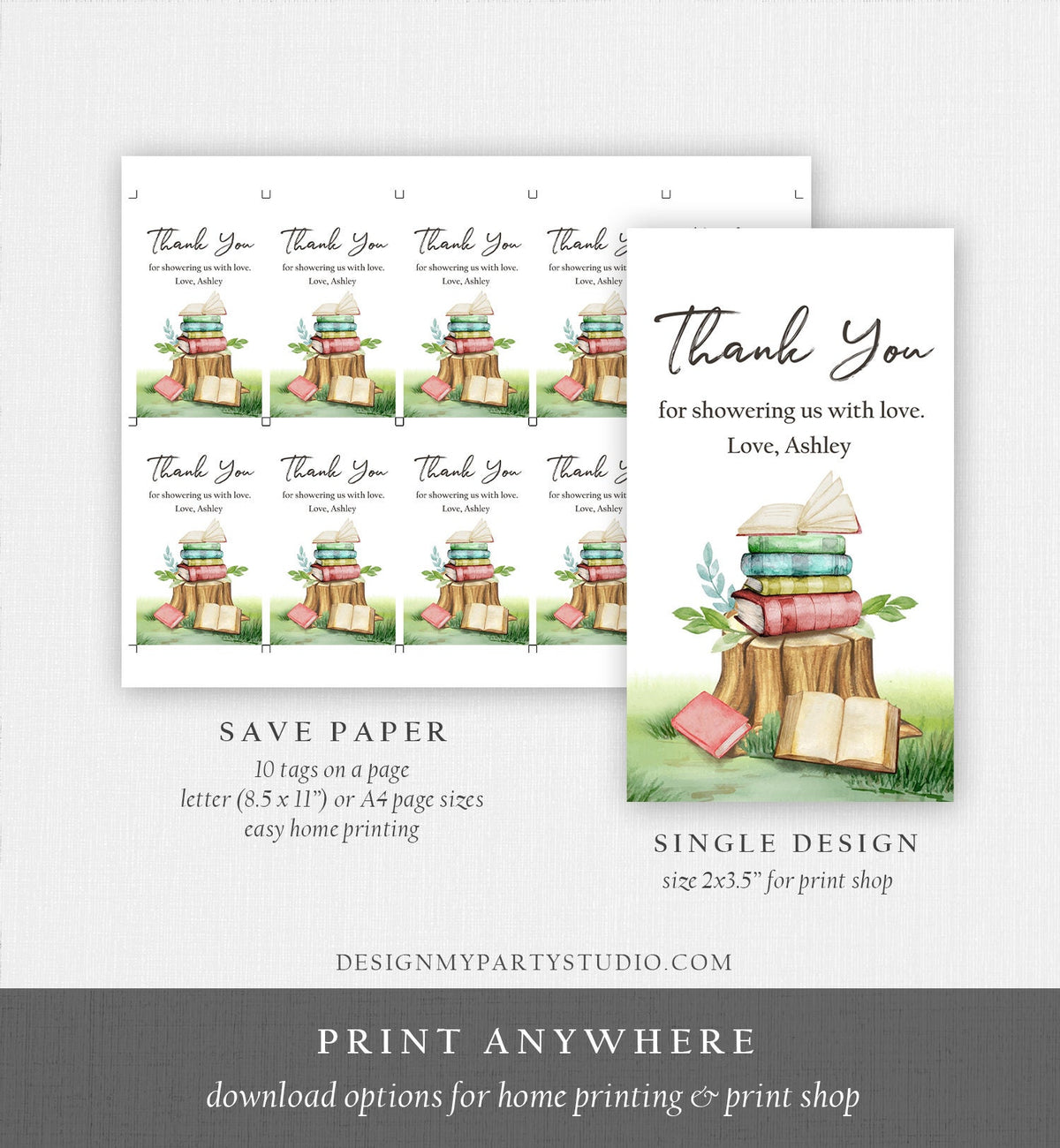 Editable Storybook Baby Shower Favor Tags Storybook Thank you Tags Gender Neutral Labels Chapter Download Digital Template Printable 0427