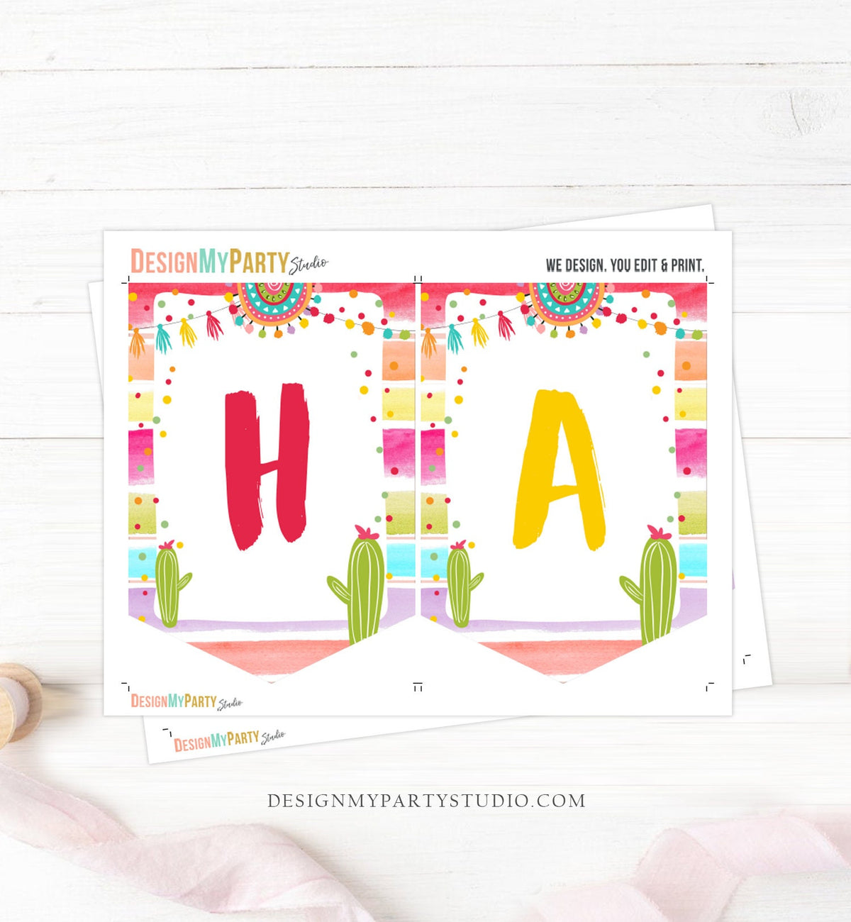 Happy Birthday Banner Fiesta Birthday Banner Girl Boy Taco Twosday First Fiesta Party Decor Instant Download Printable Digital DIY 0134