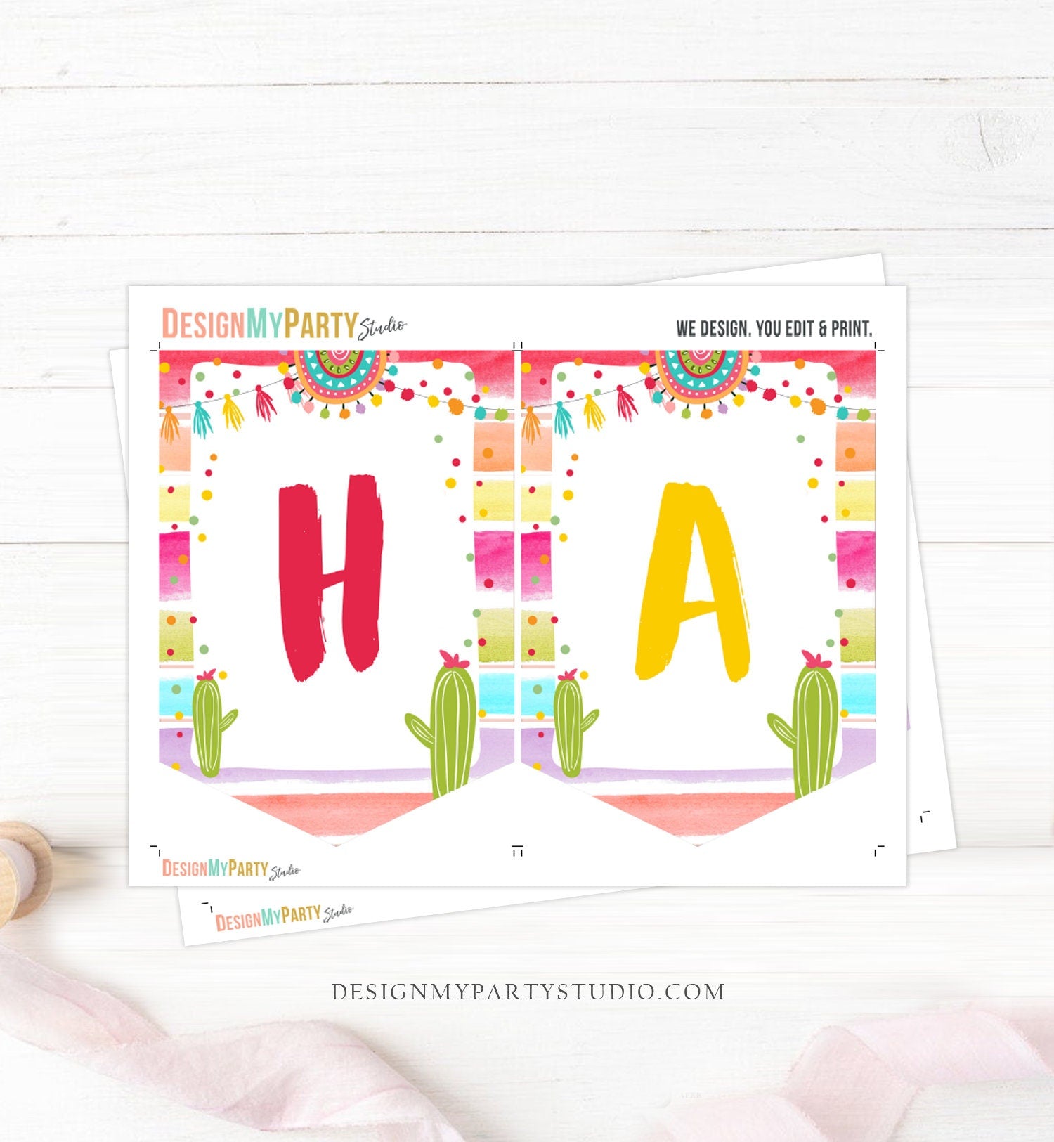 Happy Birthday Banner Fiesta Birthday Banner Girl Boy Taco Twosday First Fiesta Party Decor Instant Download Printable Digital DIY 0134