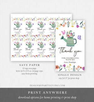 Editable Wildflower Favor Tags Wildflower Thank You Tags Girl 1st Birthday Garden Party Gift Tag Butterfly Boho Digital Corjl Template 0396