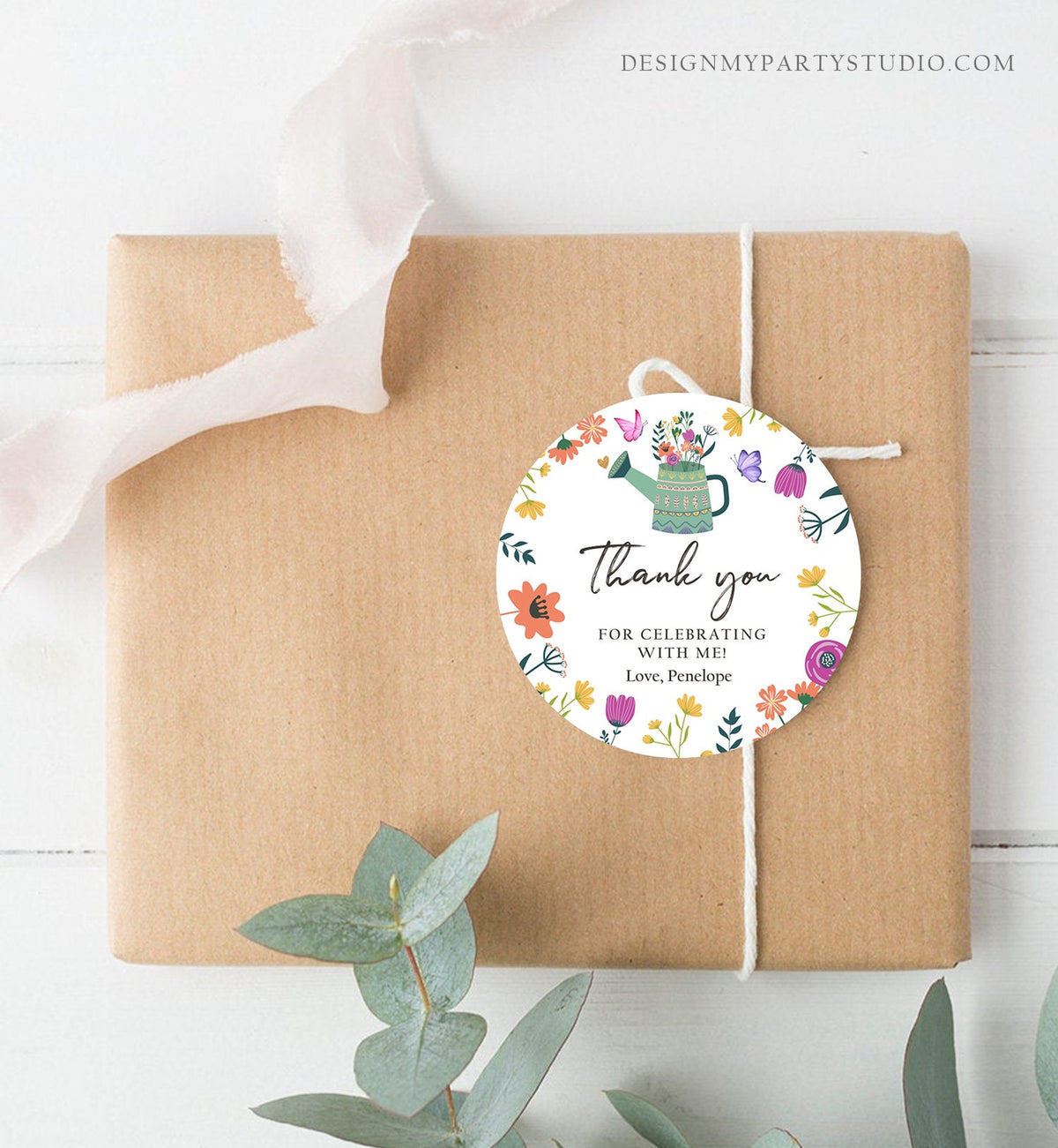 Editable Wildflower Favor Tags Wildflower Thank You Tag Girl Birthday Magical Garden Party Sticker Butterfly Digital Template Printable 0396