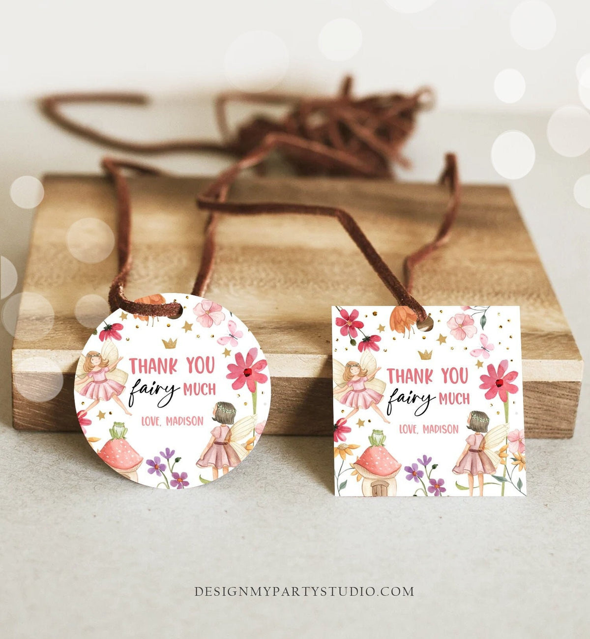 Editable Fairy Favor Tags Enchanted Forest Birthday Thank you tags Label Girl Fairy Garden Stickers Digital Download Template Printable 0406