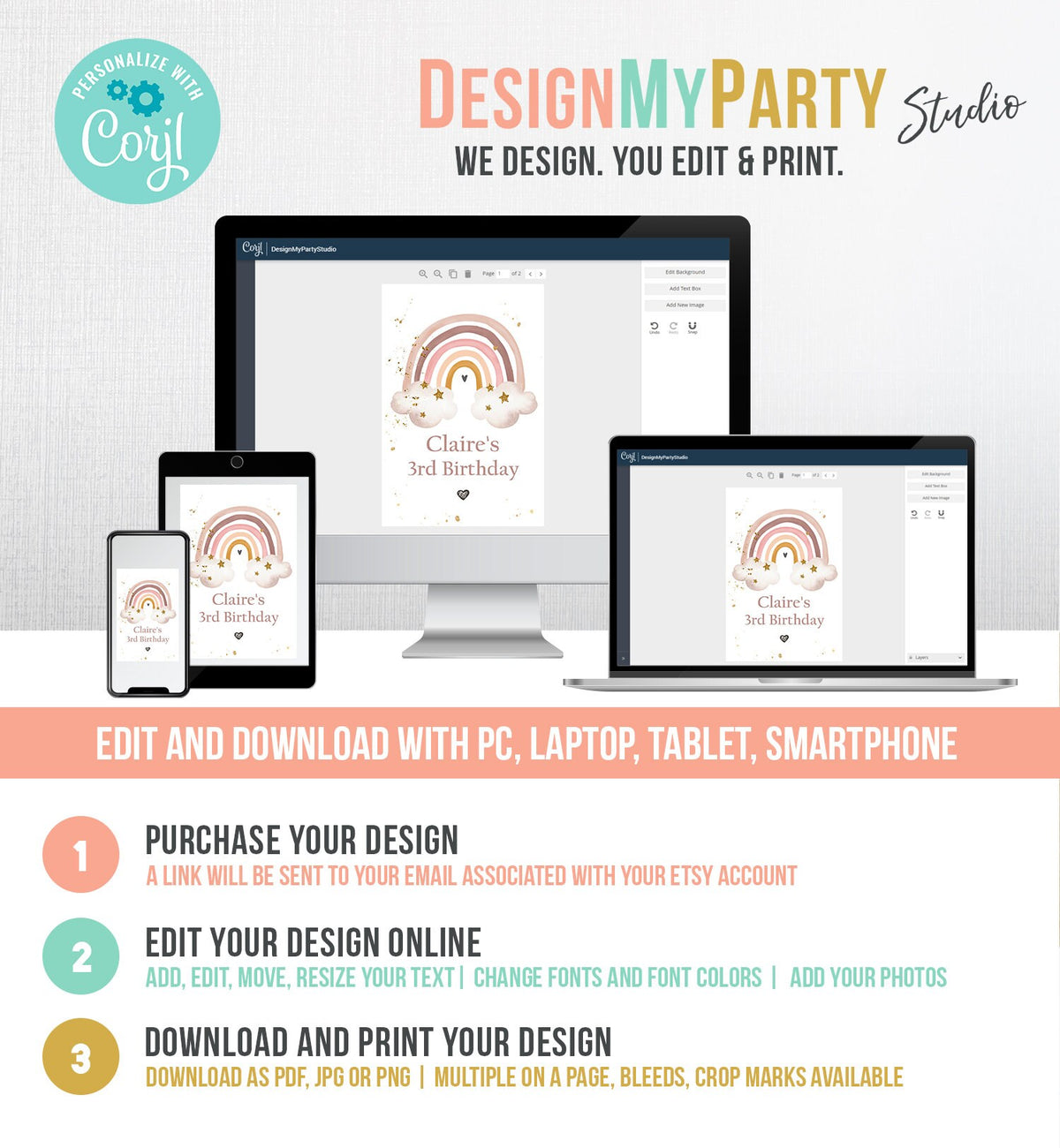 Editable Rainbow Capri Sun Labels Juice Pouch Labels Watercolor Gold Stars Girl Birthday Shower Pink Download Corjl Template Printable 0387