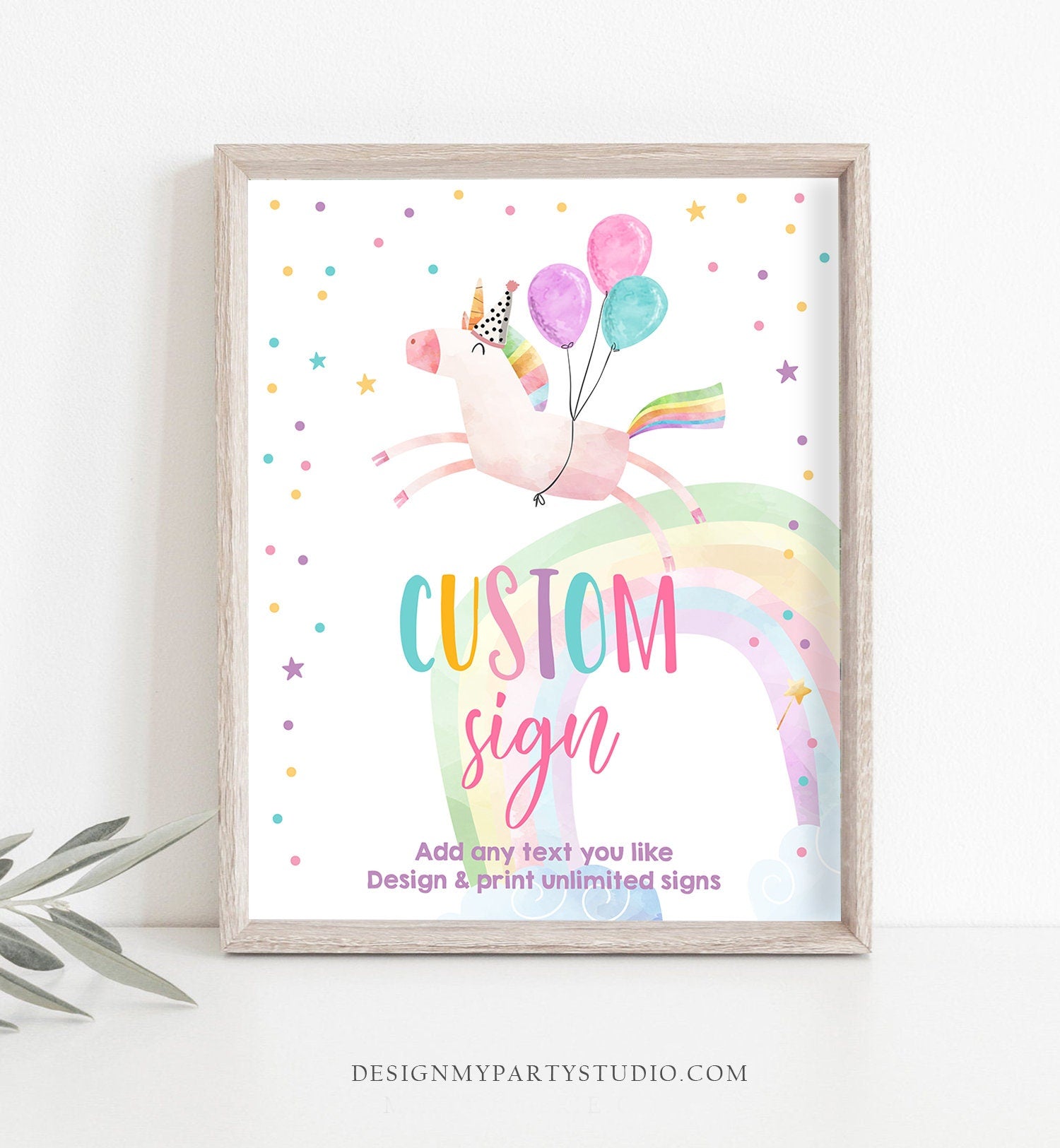 Editable Custom Sign Unicorn Sign Pink Unicorn Birthday Decorations Girl Magical Table Sign Rainbow Decoration 8x10 Download PRINTABLE 0336