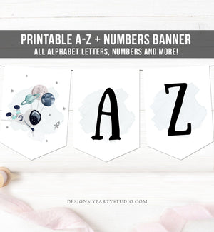 Space Alphabet Banner Letters A to Z Numbers Space Birthday Banner Boy Blue Galaxy Party Decor DIY Baby Shower Banner DIY Printable 0366