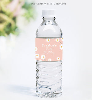 Editable Daisy Water Bottle Labels Daisy Birthday Hippy Bohemian Pink Daisy Party Decor Printable Bottle Wrap Template Download Corjl 0410