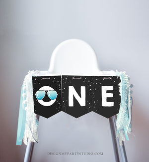 One Cool Dude High Chair Banner Sunglasses Palm 1st First Birthday Boy High Chair ONE Banner Party Decor Digital Download PRINTABLE 0136