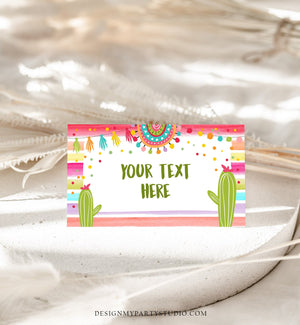 Editable Fiesta Cactus Food Labels Fiesta Party Place Card Tent Card Birthday Baby Shower Mexican Fiesta TwosDay Decor Corjl Template 0134