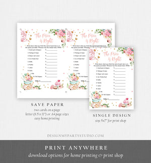 Editable The Price is Right Baby Shower Game Sweet Baby Tea Party Baby is Brewing Game Pink Sweets Activity Corjl Template Printable 0349